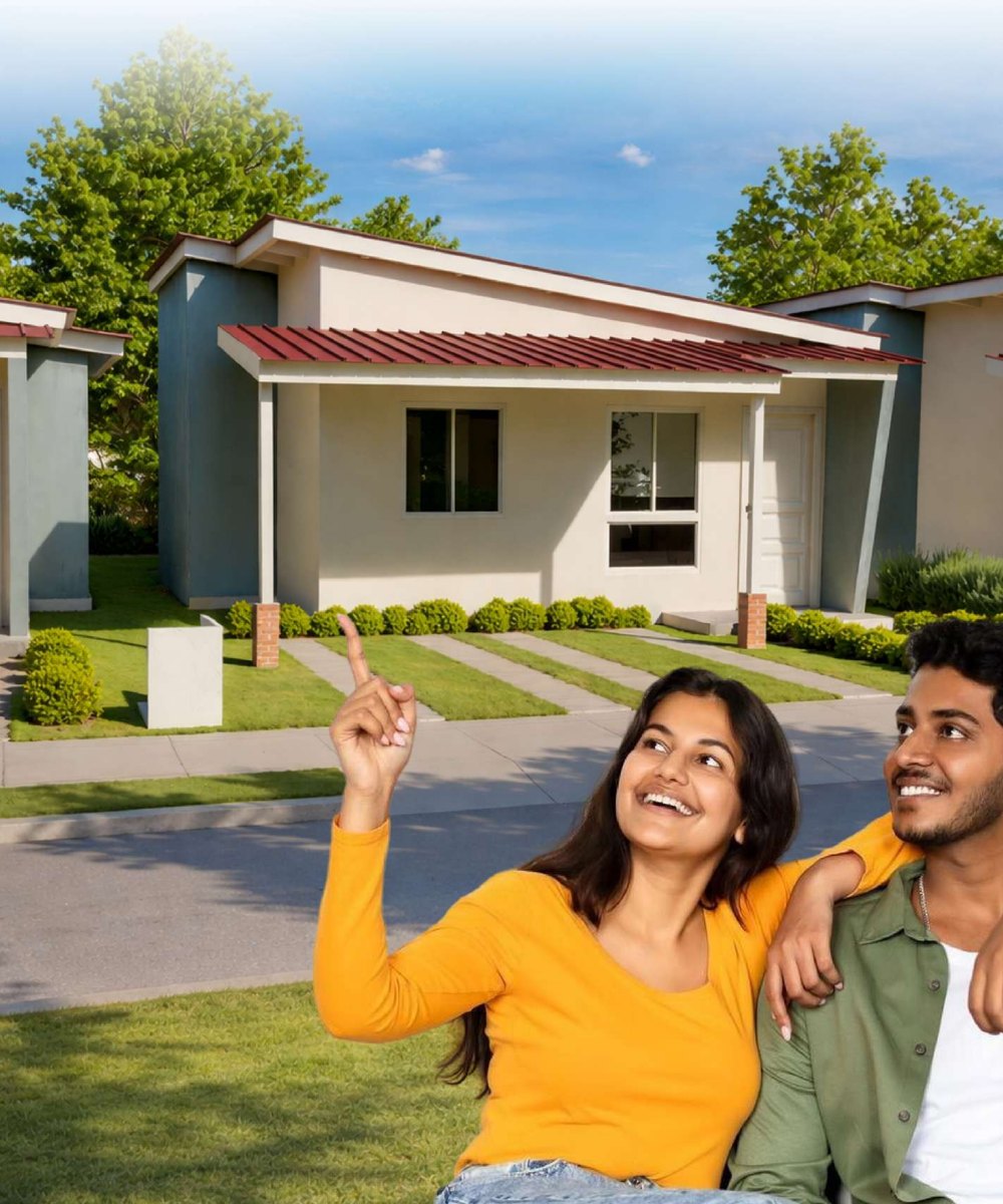 Familia frente a su casa en Valverde Residencial