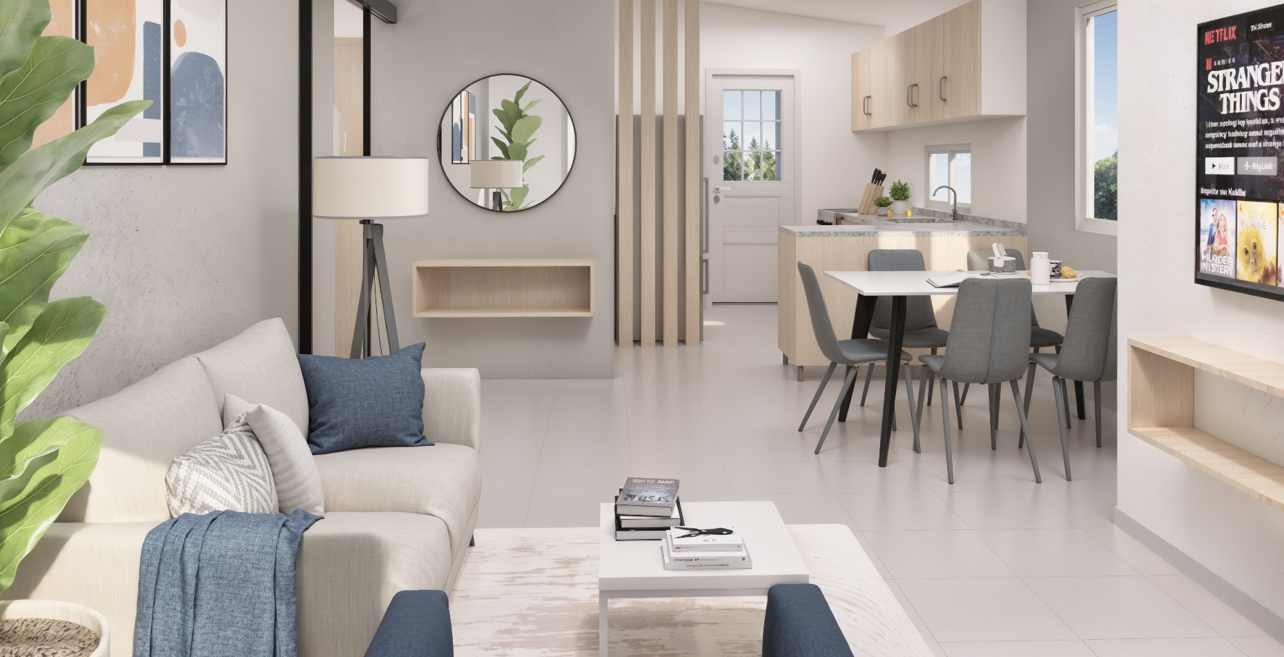 Cocina abierta de la casa modelo de Valverde Residencial